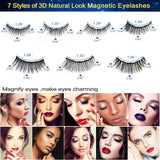 Magnetic Eyelashes with Eyeliner Kit 7 Pairs, DUOERLA 3D False Eyelashes Magneitc Eye Lashes Pack for Women, Fake Mink Eyelashes Magnetic Eyeliner Kit with Applicator, Easy Clean, Reusable, Natural Look,Glue Free.