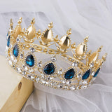 VIJIV Crystal Tiaras Crowns Bridal Headband Wedding Headpieces Hair Decoration Royal Baroque Queen Crown Peacock Green