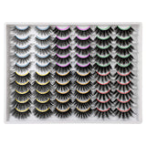 PLEELL 30 Pairs False Eyelashes 6 Styles Mixed Fluffy Lashes 13-19MM Long 3D Volume Dramatic Mink Fake Lashes Pack