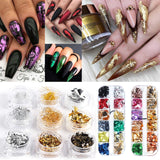 GOTONE 11 Pack Mixed Shining Flakes Irregular Nail Glitter Holographic Sequins Gold Foils DIY Polish Nail Art Transfer Foil Sticker Nail Art Decorations