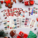 336 Pieces Christmas Full Wrap Nail Stickers Nail Polish Stickers Strip Self-Adhesive Nail Decals with Christmas Tree Reindeer Snowman Design and Nail File for Christmas Nail Decoration
