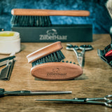 Boar Bristle Pocket Beard Brush by Zilberhaar - Firm Bristle Small Brush - Perfect Grooming Tool for Any Beard or Moustache - Works For Any Beard - Made In Germany
