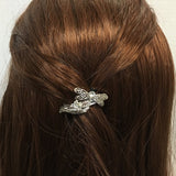 12 Pieces Set Dragonfly Style Crystal Barrette With Silver Color Metal Clip 5 Different Crystal Color