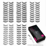 Eliace 50 Pairs 5 Styles Lashes Bulk Handmade False Eyelashes Set Professional Fake Eyelashes Pack, Lashes For Women, Eyelashes Natural Look Very Soft and Comfortable, With Free Eyelash Tweezers