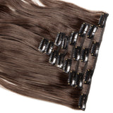 Clip in Full Head Hair Extensions 8 pieces/set Synthetic Fibre Natural Long Thick Hair Pieces Hairpiece Standard Weft Hair Extension for Women Lady Girls - 24 inch Curly medium brown