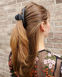 Zhooch Hair Clip - Skinny Chic & Basic Large 4.75". Hair Clip Claw, Butterfly Hair Clip with Inner teeth, Low Profile, Premium quality, Painted Strong Hold Spring. Made in Korea. (Black + Clear)
