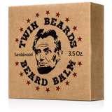 Twin Beards Beard Care Set for Men | 100% Boar Bristle Beard Brush & Metal Tin | Sandalwood Beard Balm | Conditions & Strengthens Softer & Thicker Beard | Cocoa Butter, Bees Wax & Jojoba Oil | 3.5 oz
