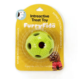 FURRY FIDO INTERACTIVE TREAT DISPENSING SOCCER BALL DOG CHEW TOY (YELLOW)