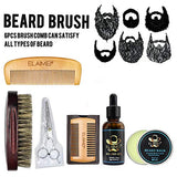 Beard Grooming&Trimming Gift Kit For Men,Mustache Care Beard Oil Balm Brush Comb